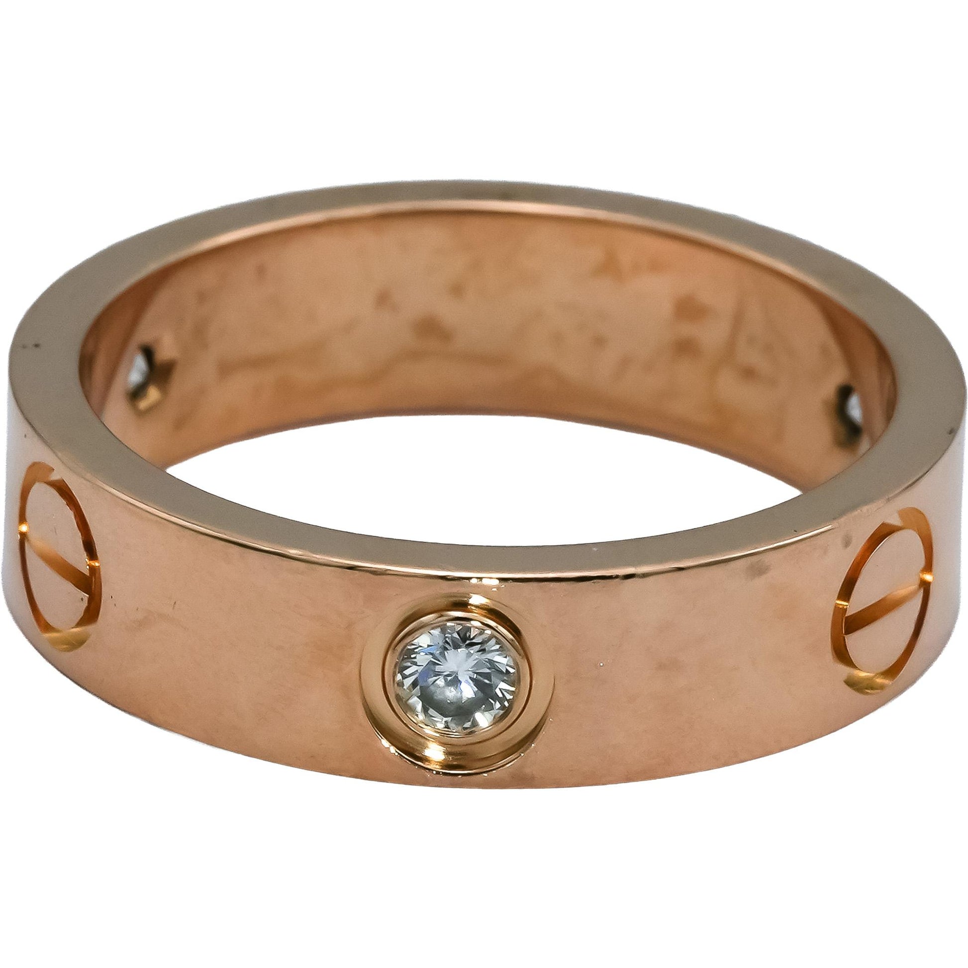 CARTIER 18k Rose Gold VS Diamond Love Screw Motif Ring 0.23CT Size 60