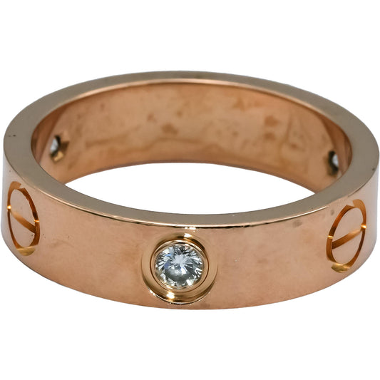 CARTIER 18k Rose Gold VS Diamond Love Screw Motif Ring 0.23CT Size 60