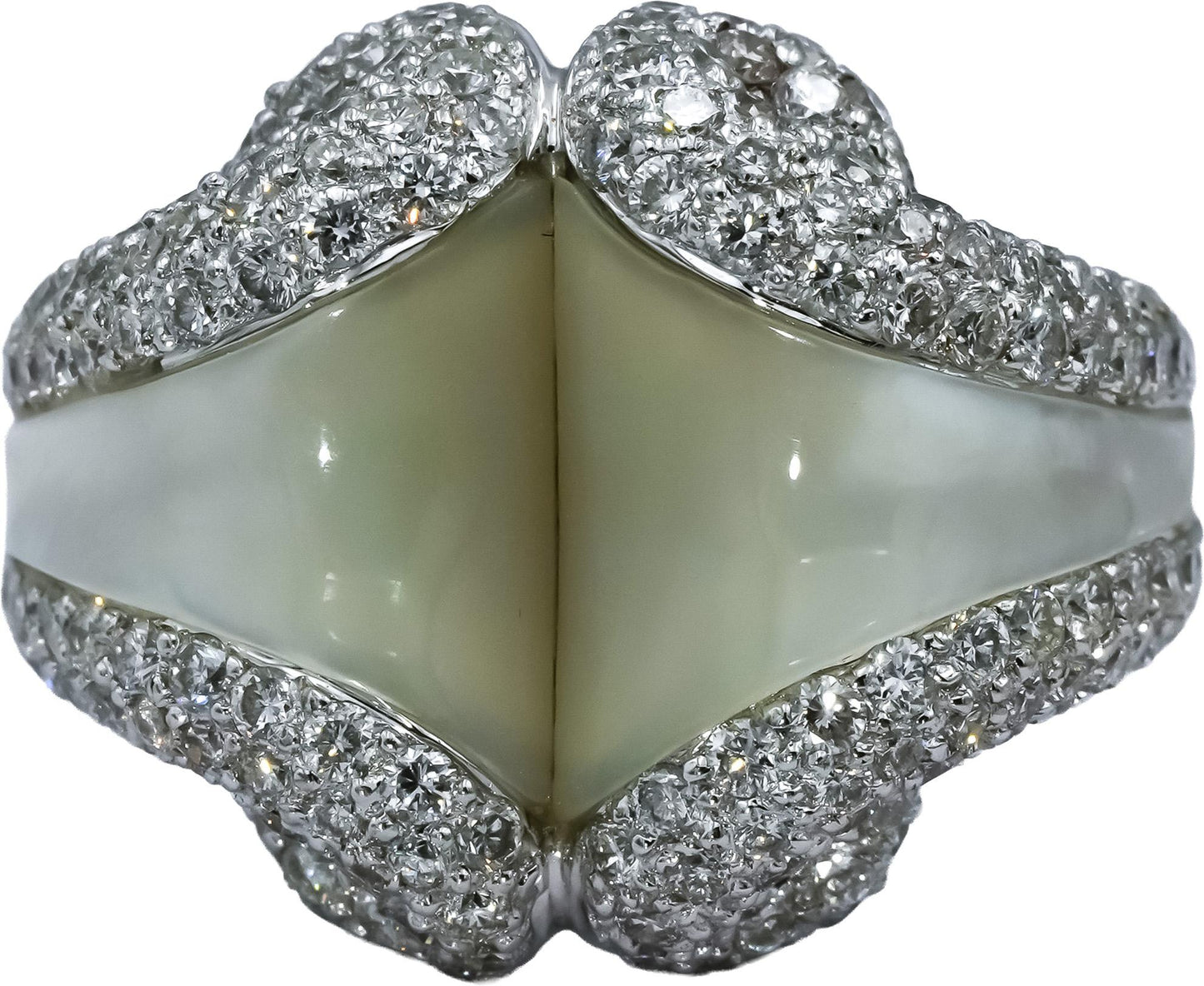 18k White Gold VS Diamond and Mother of Pearl Cocktail Ring 2.0CT Size 7