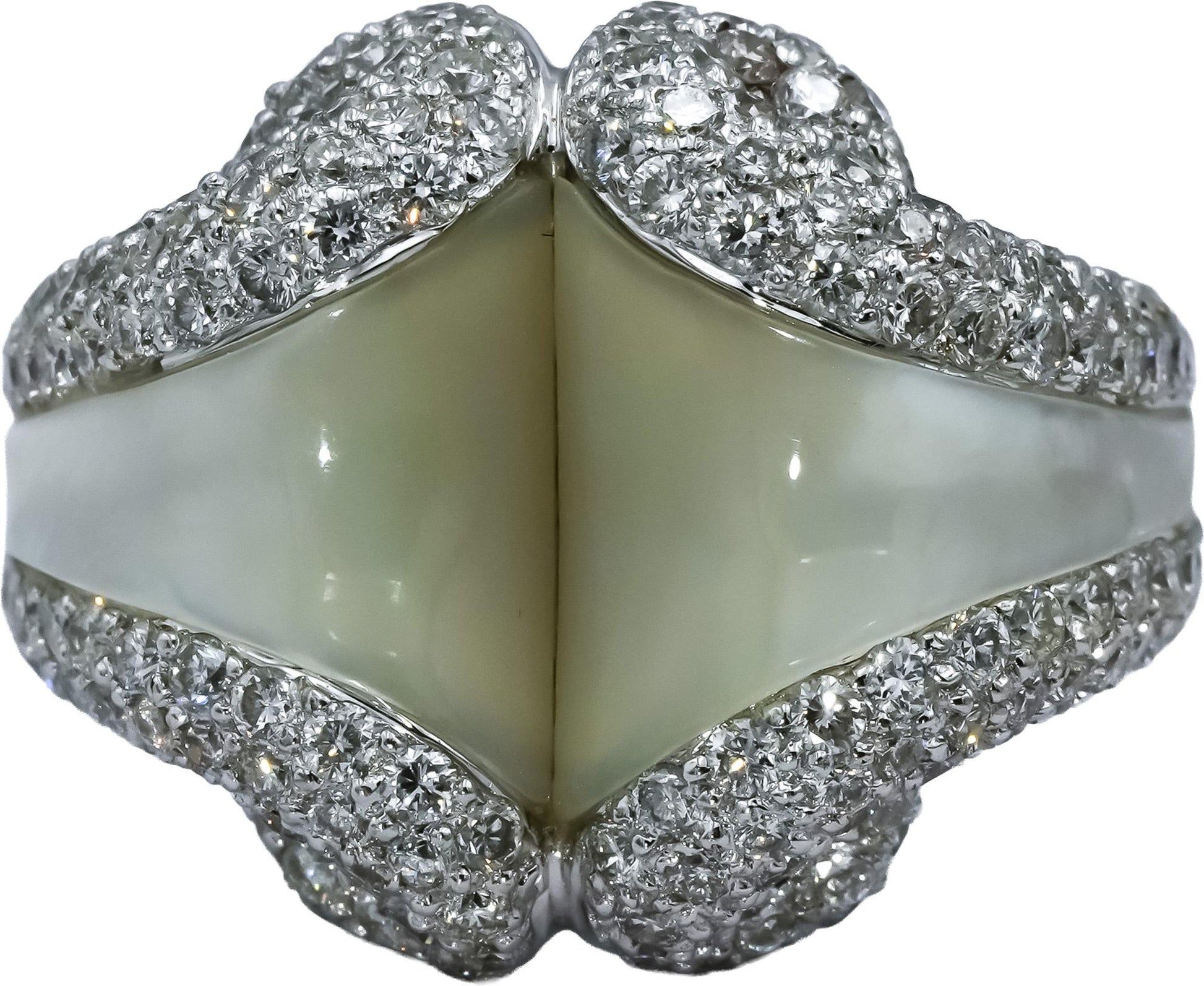 18k White Gold VS Diamond and Mother of Pearl Cocktail Ring 2.0CT Size 7