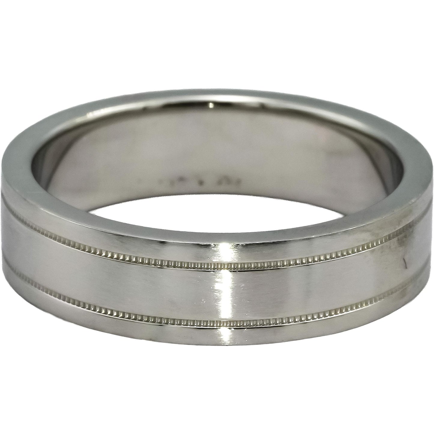 TIFFANY & CO. Platinum Together Double Milgrain Wedding Band Ring Size 10.25