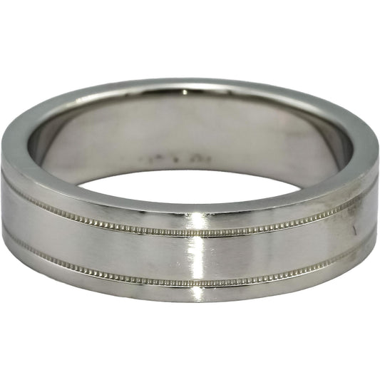 TIFFANY & CO. Platinum Together Double Milgrain Wedding Band Ring Size 10.25