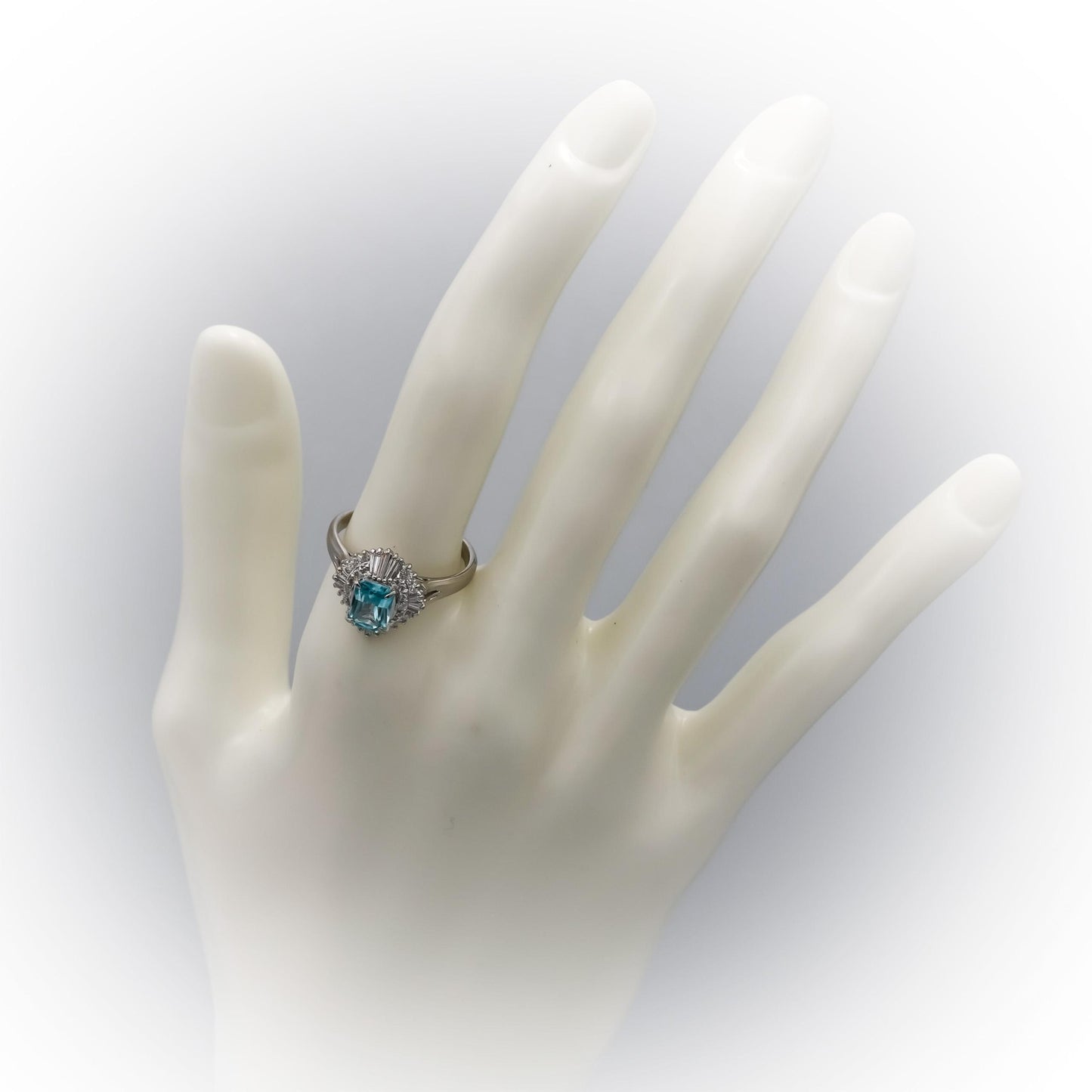 Platinum VS Diamond and Blue Zircon Cocktail Ring 1.59CT Size 7.75