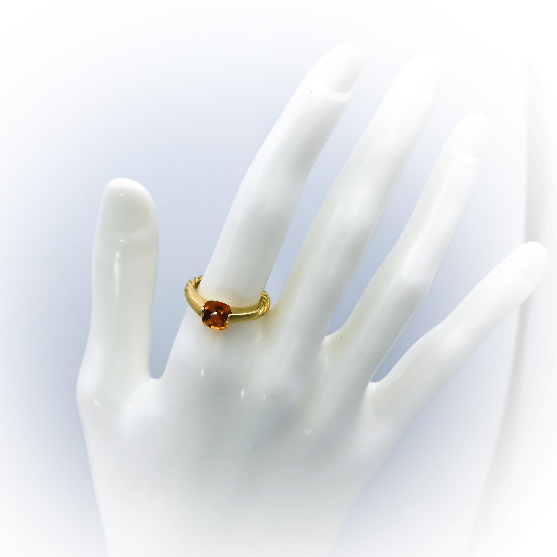 DAVID YURMAN 18k Yellow Gold Cushion Cut Citrine Cocktail Ring Size 6