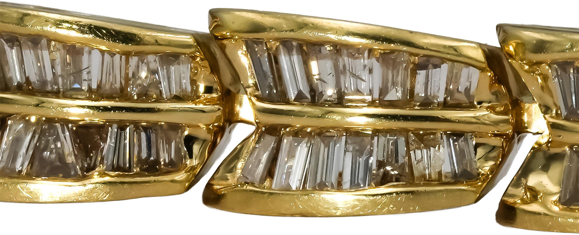14k Yellow Gold Baguette Cut Diamond Link Bracelet 5.0CT