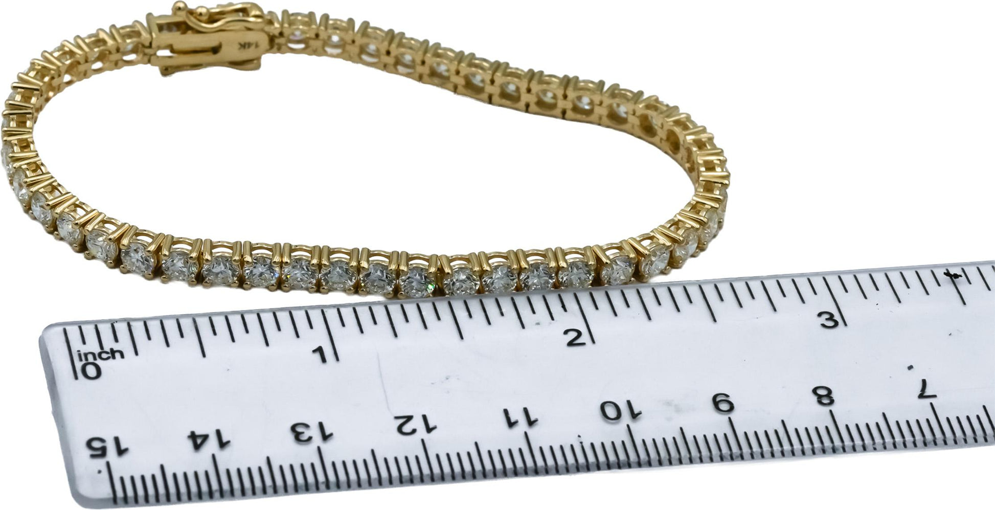 14k Yellow Gold VS Round Diamond Tennis Bracelet 8.51CT