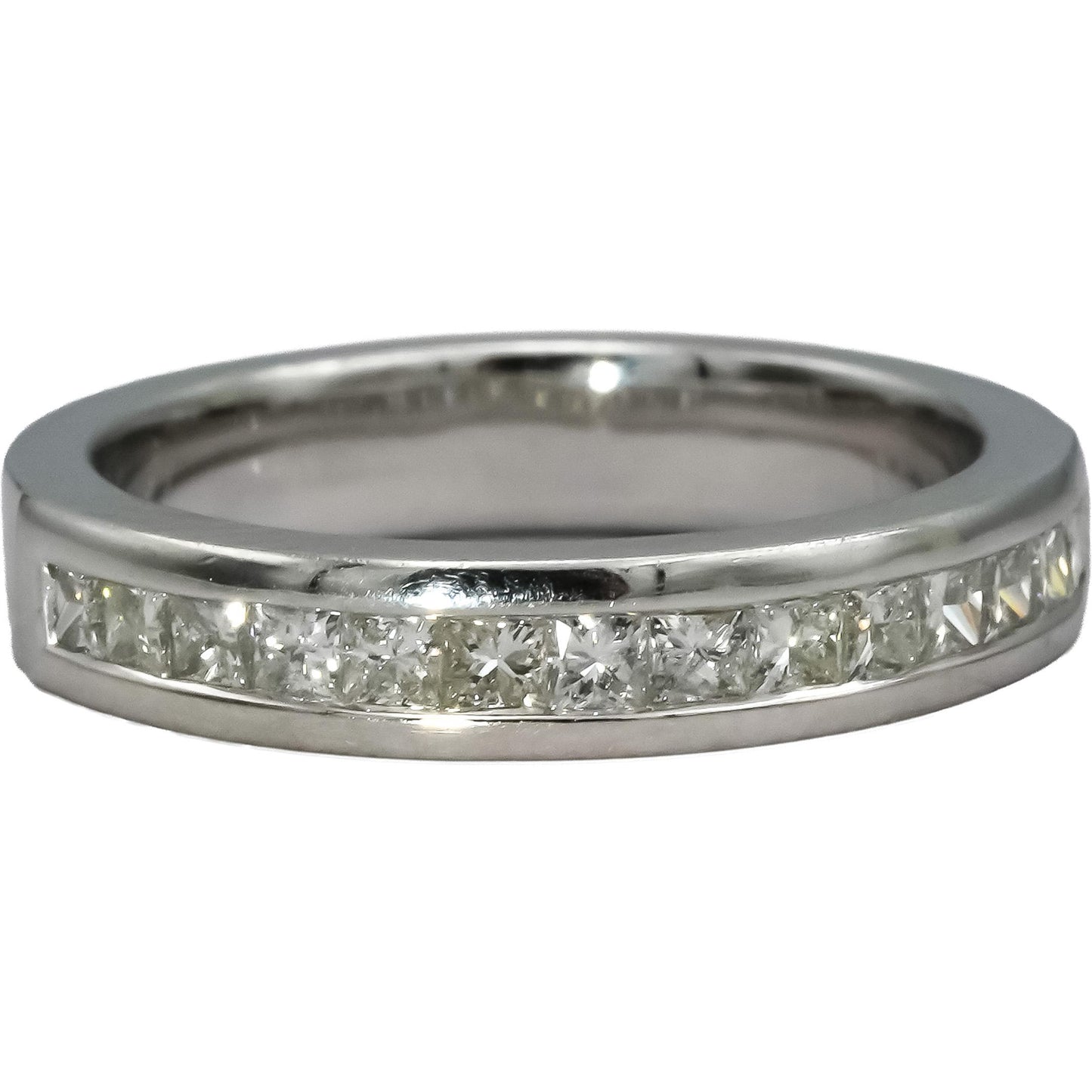 14k White Gold Princess Cut Channel Set Diamond Band Ring 0.50CT Size 5