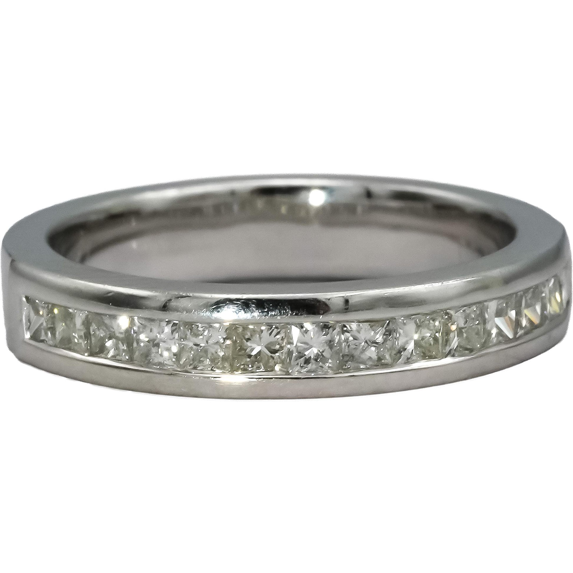 14k White Gold Princess Cut Channel Set Diamond Band Ring 0.50CT Size 5
