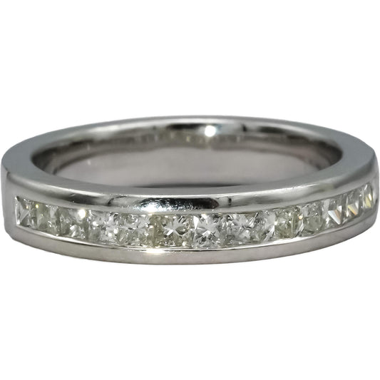 14k White Gold Princess Cut Channel Set Diamond Band Ring 0.50CT Size 5
