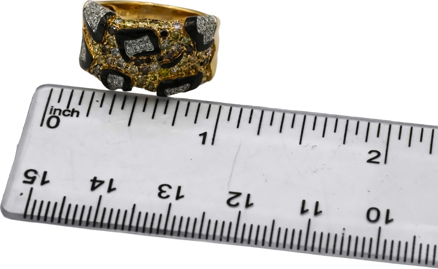 14k Yellow Gold Black Rhodium VS Diamond Cluster Band Ring 1.0CT Size 6.5