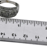 10k White Gold Round and Baguette Cut Diamond Cluster Band Ring 1.0CT Size 8.5