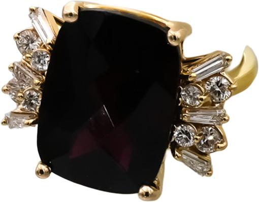 18k Yellow Gold VS Diamond and Garnet Cocktail Ring 16.50CT Size 6.75