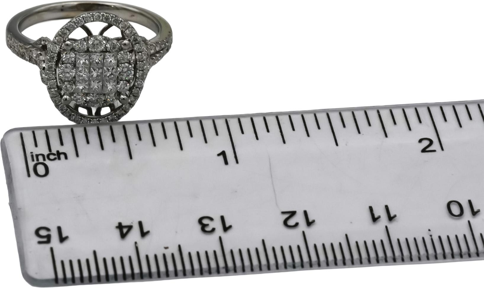 14k White Gold Round Pave Diamond Ring 1.0CT Size 7.25