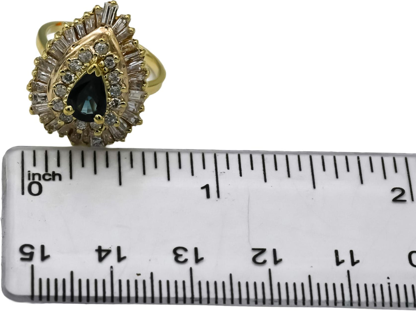 14k Yellow Gold Diamond and Sapphire Cocktail Ring 2.50CT Size 5.5