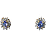 14k Yellow & White Gold Diamond and Tanzanite Stud Earrings 0.55CT