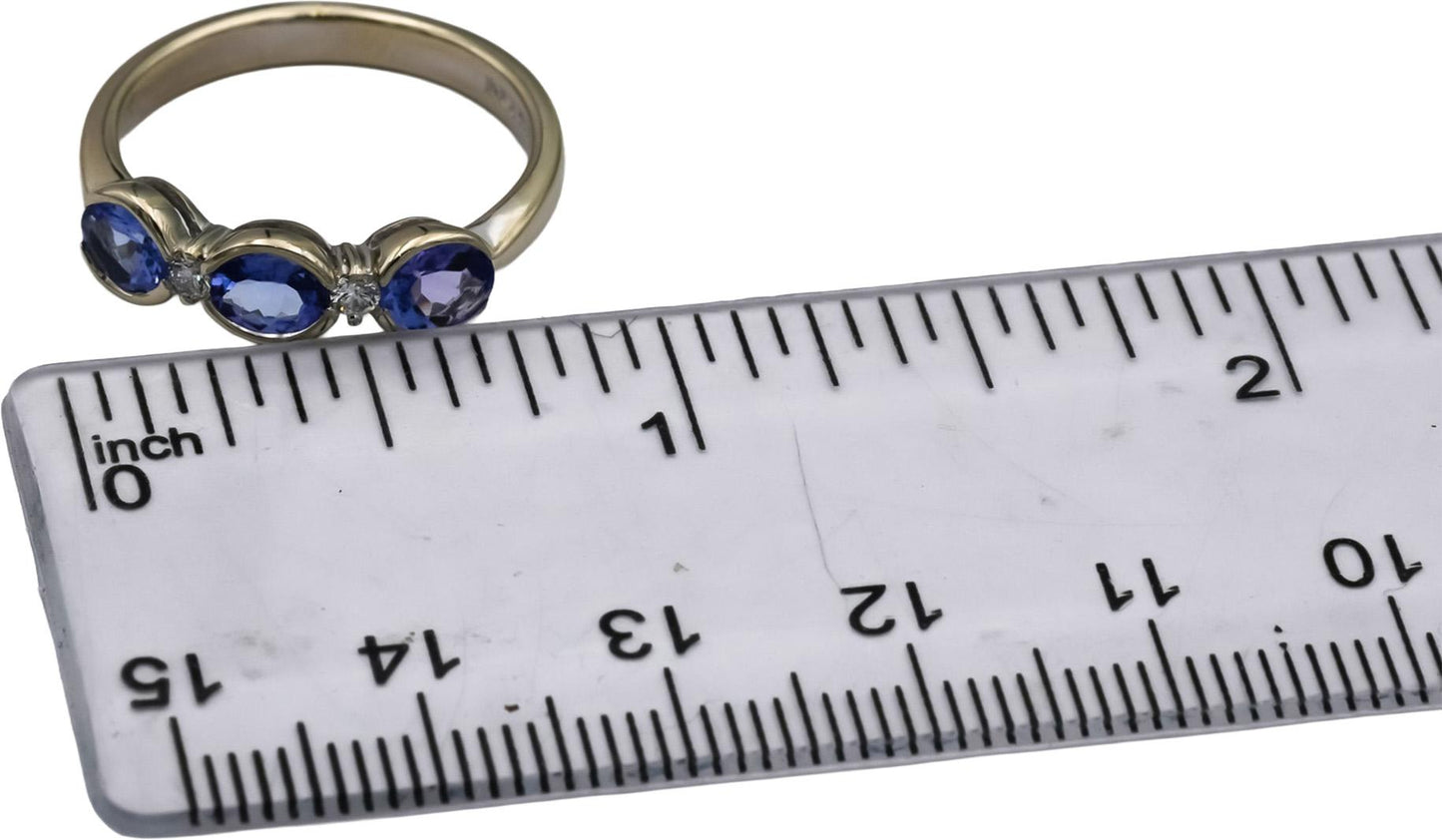 14k White Gold Oval Cut Tanzanite Band Ring 1.25CT Size 7.25 w/ Diamond Accents