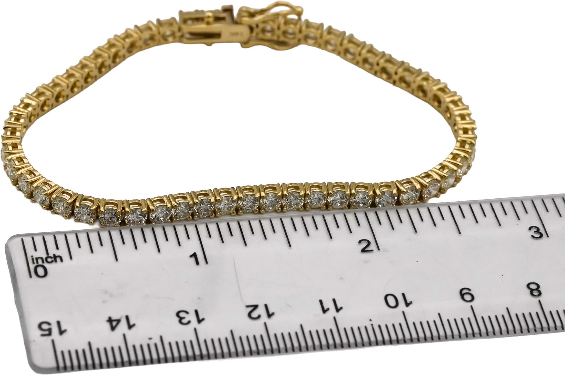14k Yellow Gold VS Round Diamond Tennis Bracelet 7.05CT