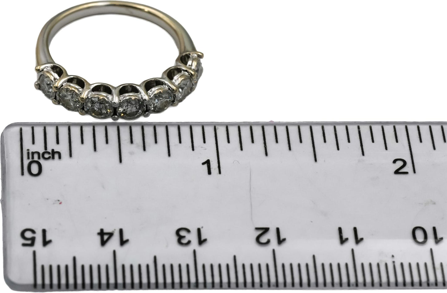14k White Gold Round Diamond Seven Stone Band Ring 1.0CT Size 7.25