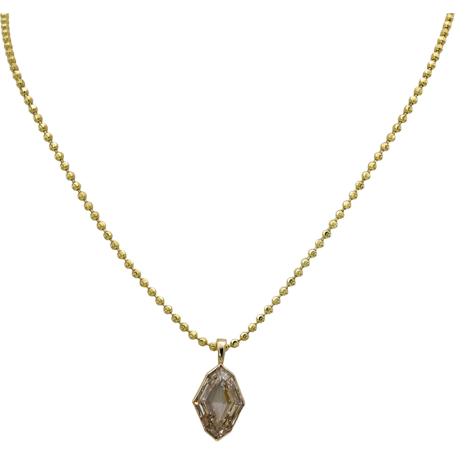 14k Yellow Gold Octagonal Step Cut Diamond Pendant Necklace 8.01CT