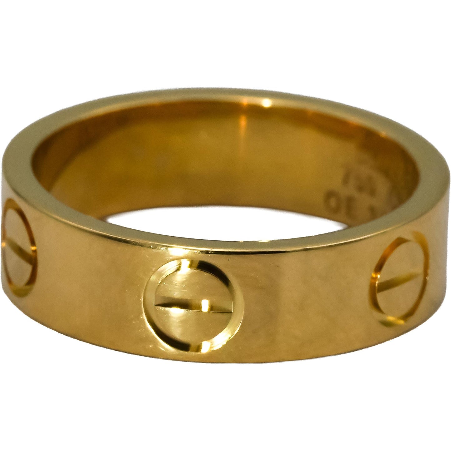 CARTIER 18k Yellow Gold Love Screw Motif 5.5mm Wide Ring Size 54