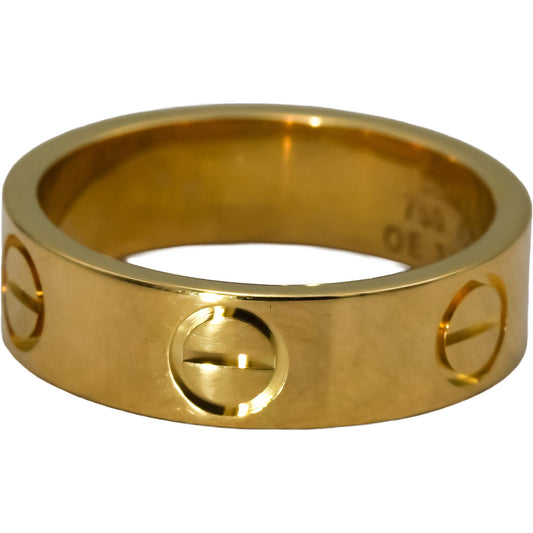CARTIER 18k Yellow Gold Love Screw Motif 5.5mm Wide Ring Size 54