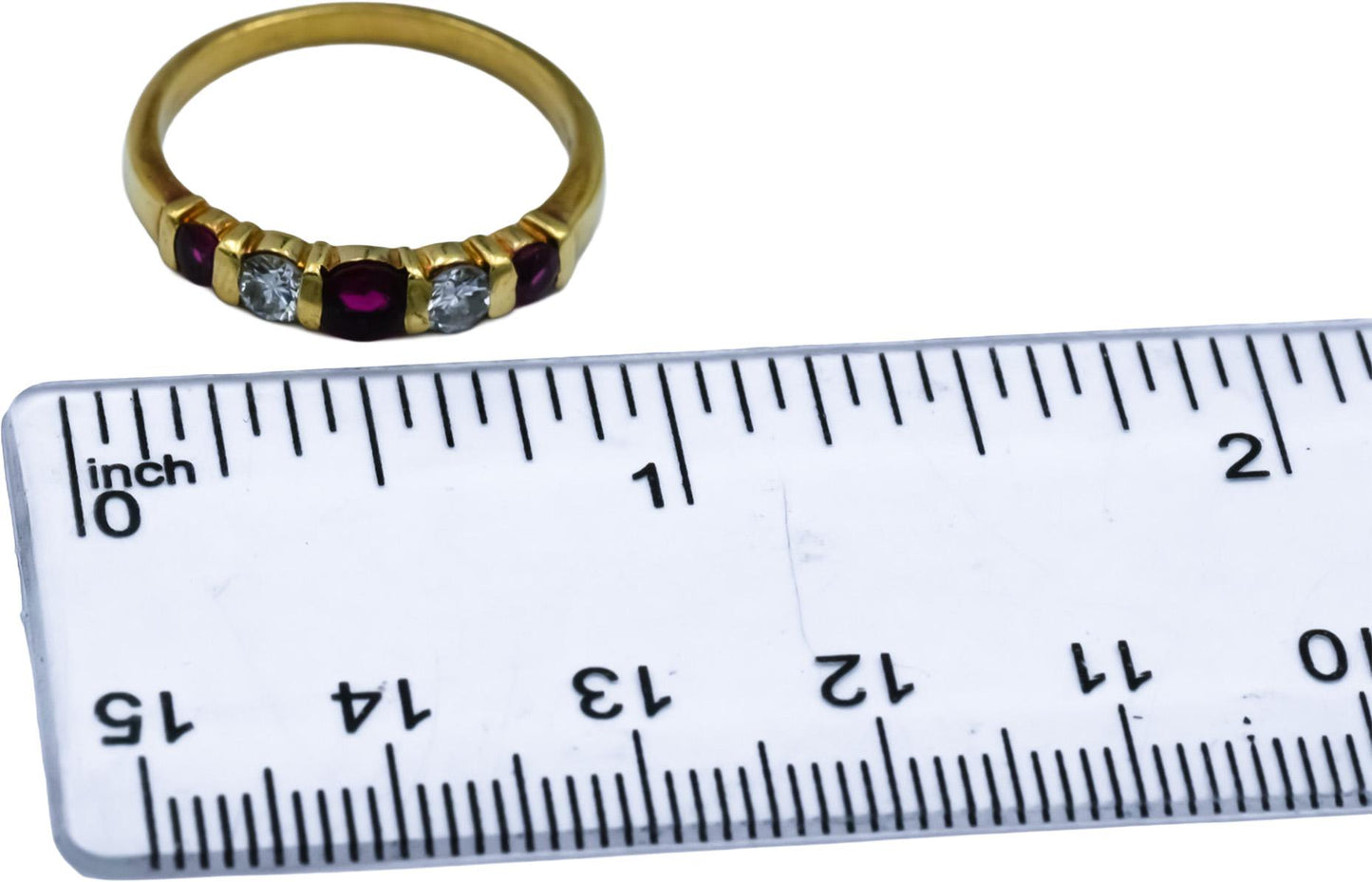 18k Yellow Gold VS Diamond and Ruby Band Ring 0.75CT Size 7.75