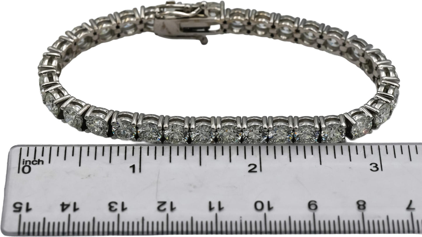 GIA Certified 14k White Gold VS2/G-H Round Diamond Tennis Bracelet 17.72CT