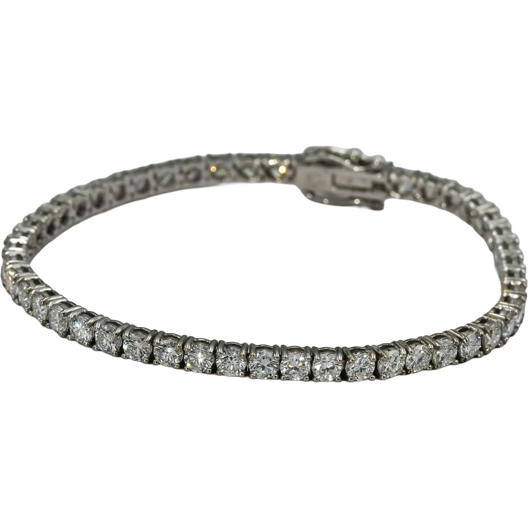 14k White Gold VS Round Lab-Grown Diamond Tennis Bracelet 7.30CT