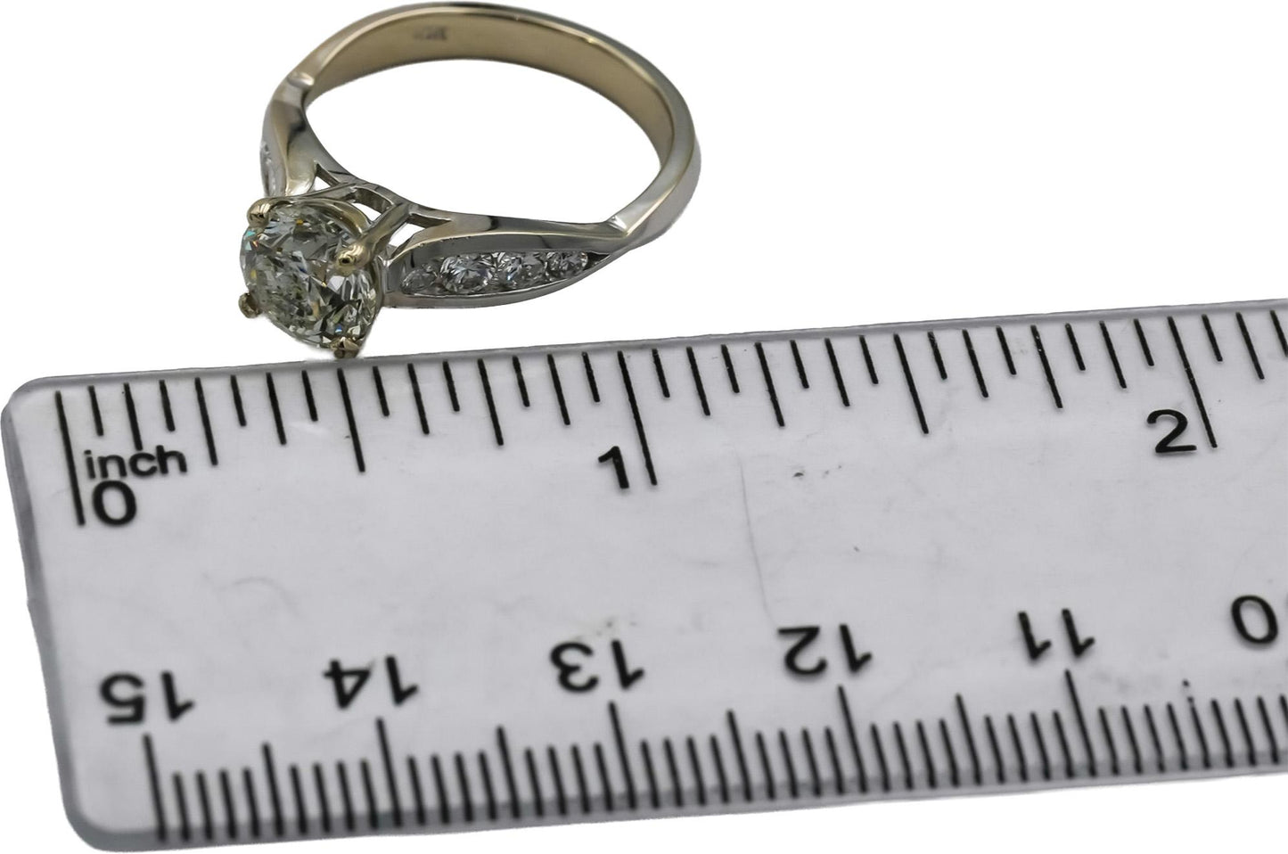 18k White Gold Round Diamond Engagement Ring 1.71CT w/ 1.51CT Center Size 6.25