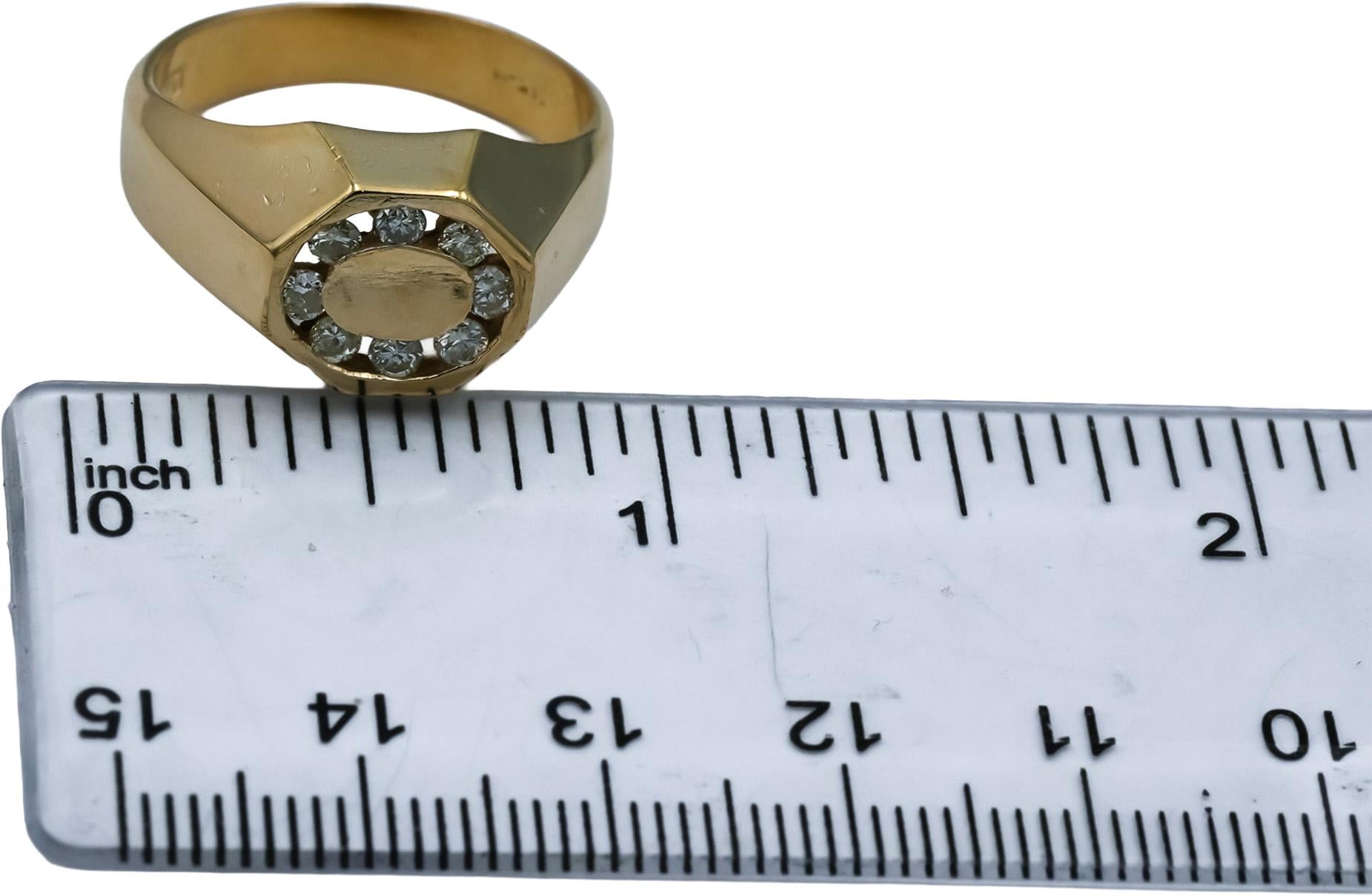 14k Yellow Gold Round Diamond Men's Ring 0.33CT Size 9