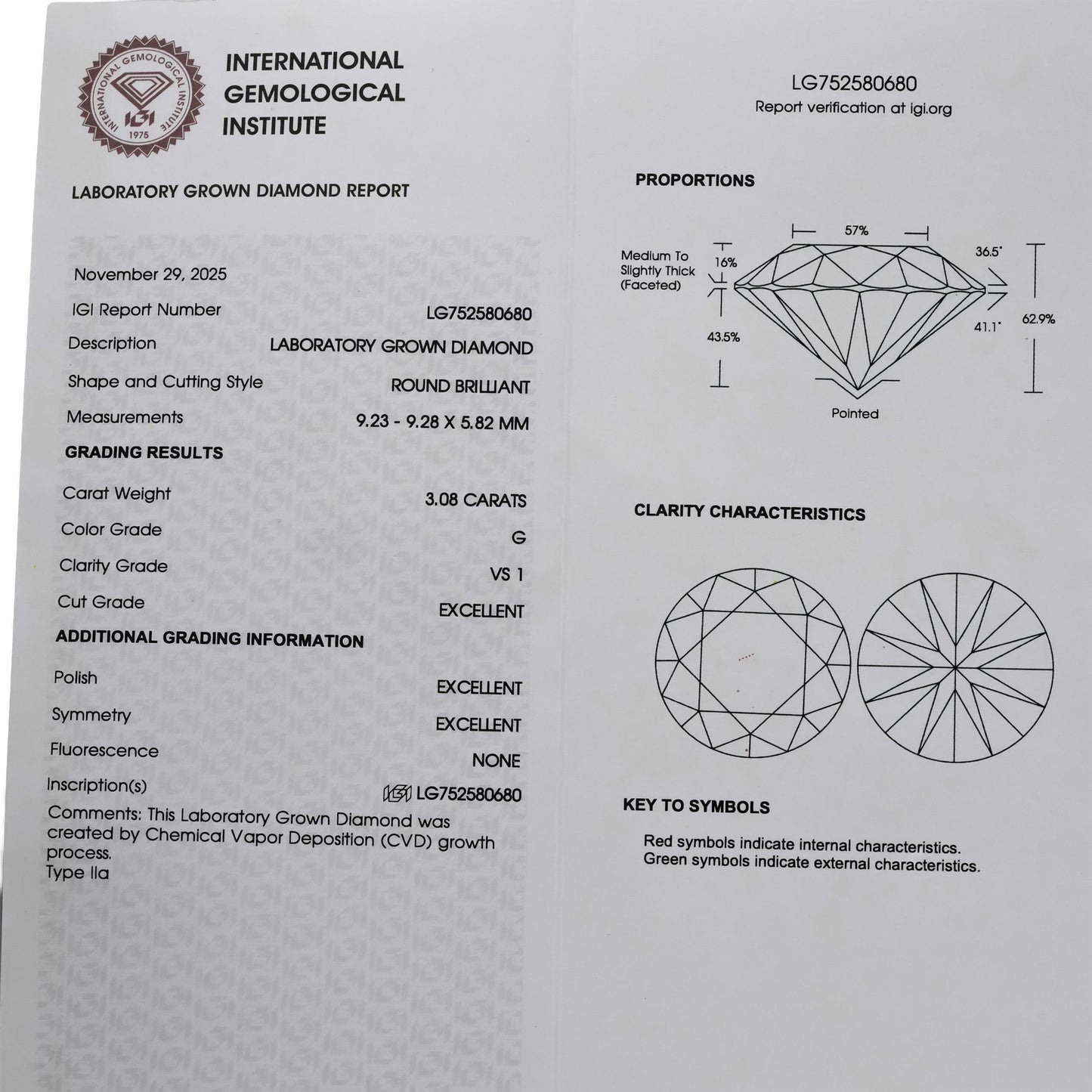 IGI Certified 14k White Gold VS1-VS2/E-G Lab-Grown Diamond Stud Earrings 6.16CT