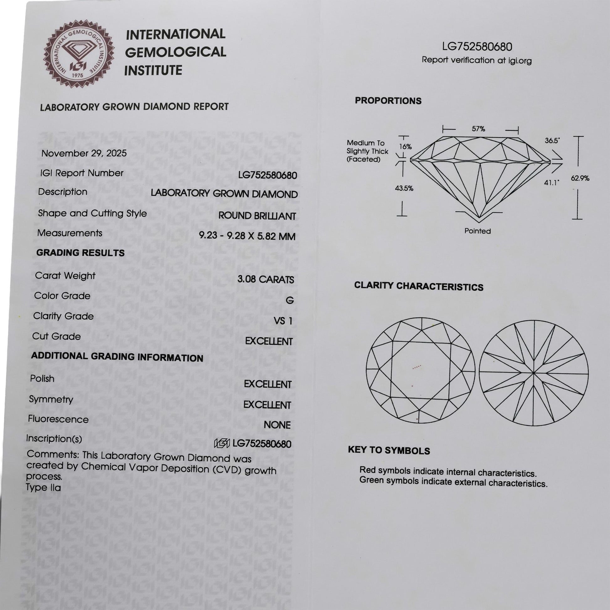 IGI Certified 14k White Gold VS1-VS2/E-G Lab-Grown Diamond Stud Earrings 6.16CT