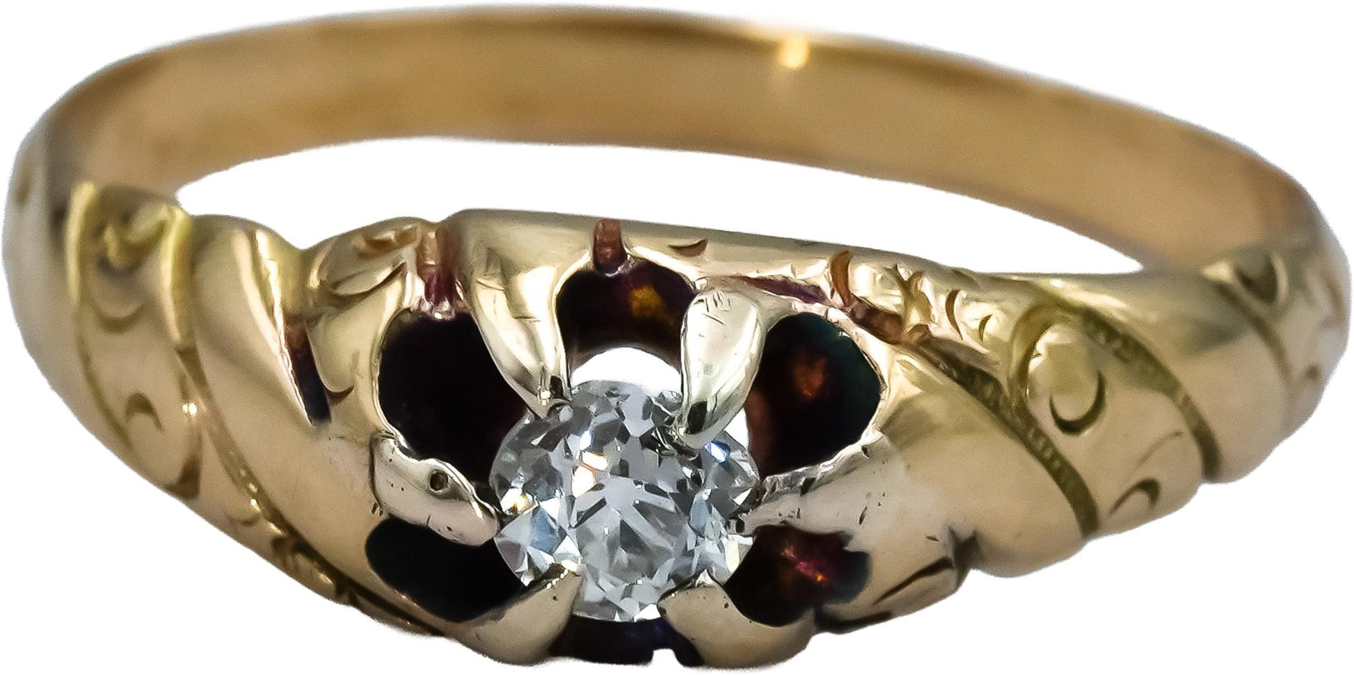 Vintage Antique 14k Yellow Gold Diamond Solitaire Ring 0.25CT Size 8