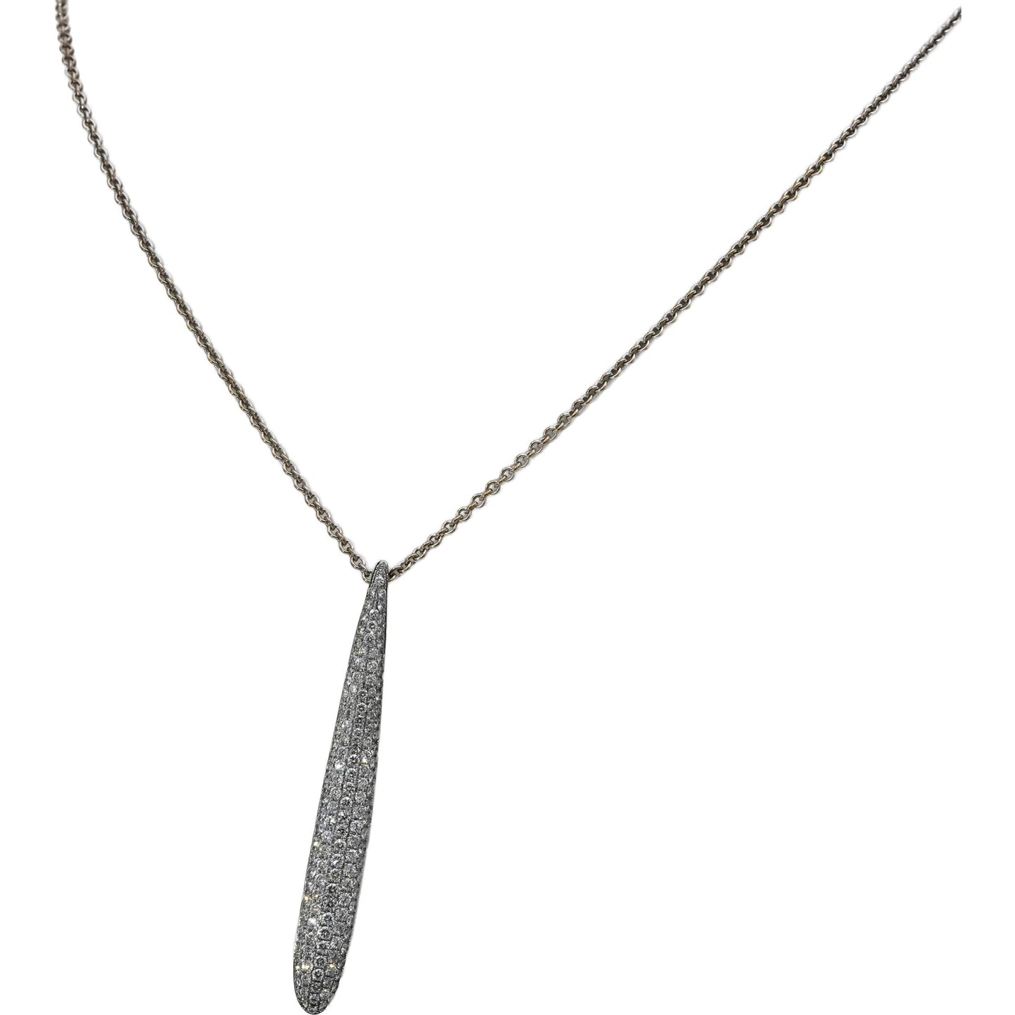 18k White Gold VS Round Diamond Cluster Drop Pendant Necklace 1.75CT