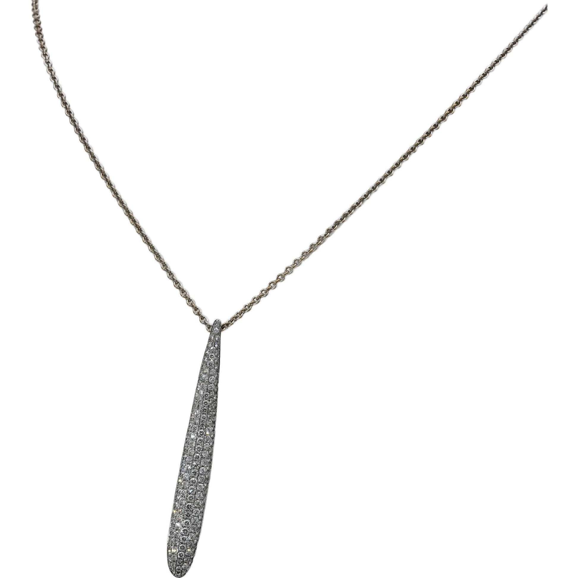 18k White Gold VS Round Diamond Cluster Drop Pendant Necklace 1.75CT