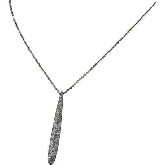 18k White Gold VS Round Diamond Cluster Drop Pendant Necklace 1.75CT