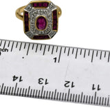 10k Yellow and White Gold Ruby Cocktail Ring 1.0CT Size 5 w/ Diamond Accents