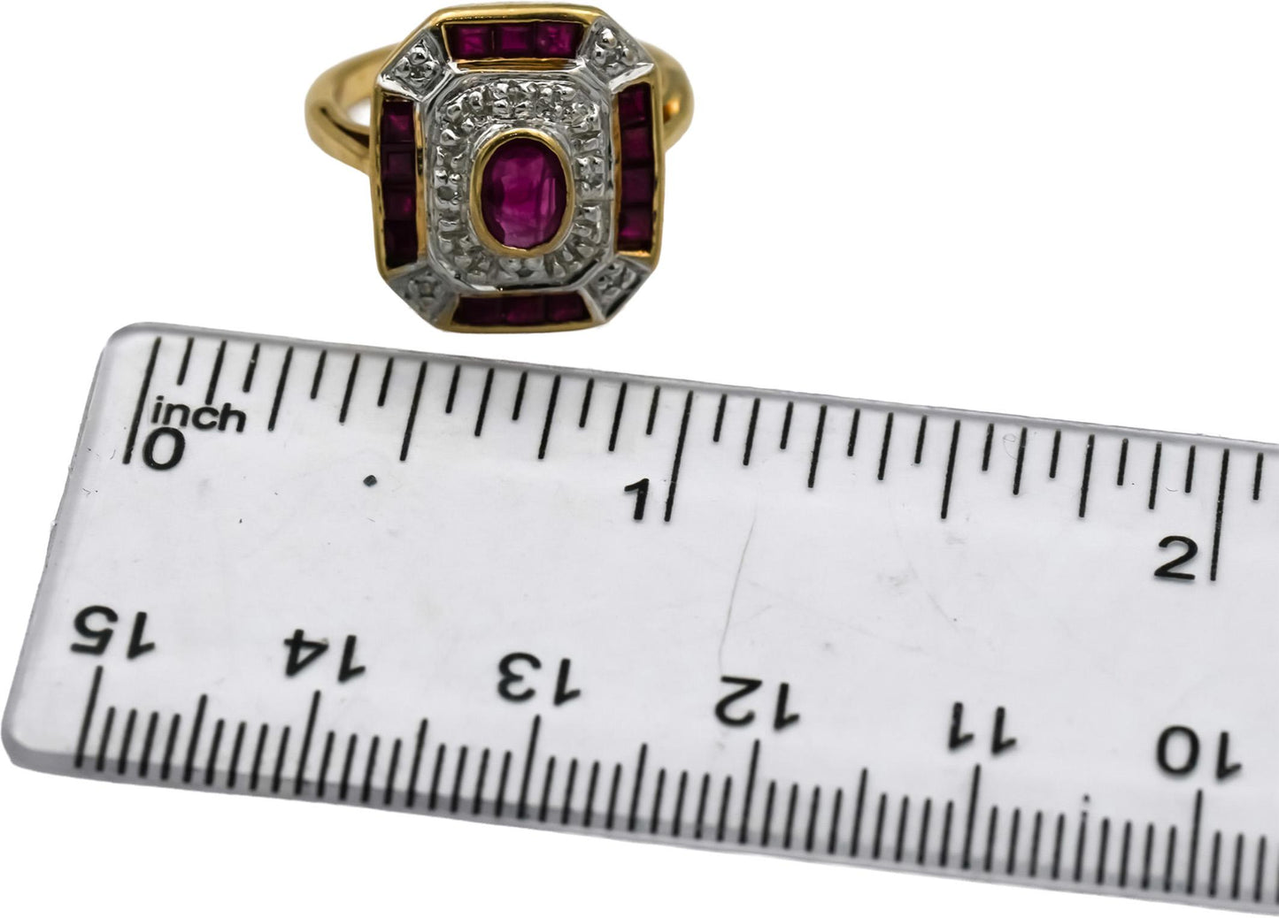10k Yellow and White Gold Ruby Cocktail Ring 1.0CT Size 5 w/ Diamond Accents