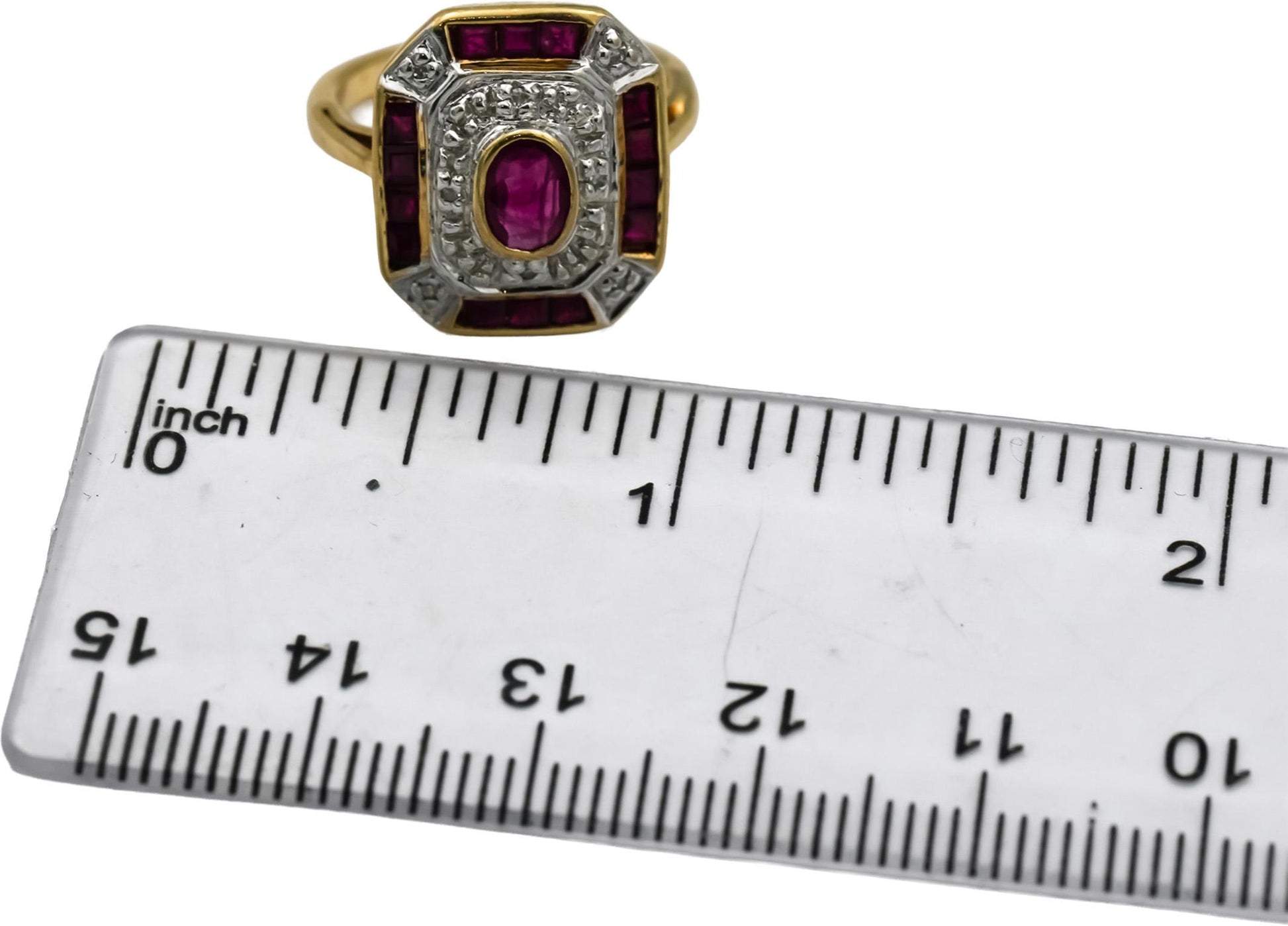 10k Yellow and White Gold Ruby Cocktail Ring 1.0CT Size 5 w/ Diamond Accents