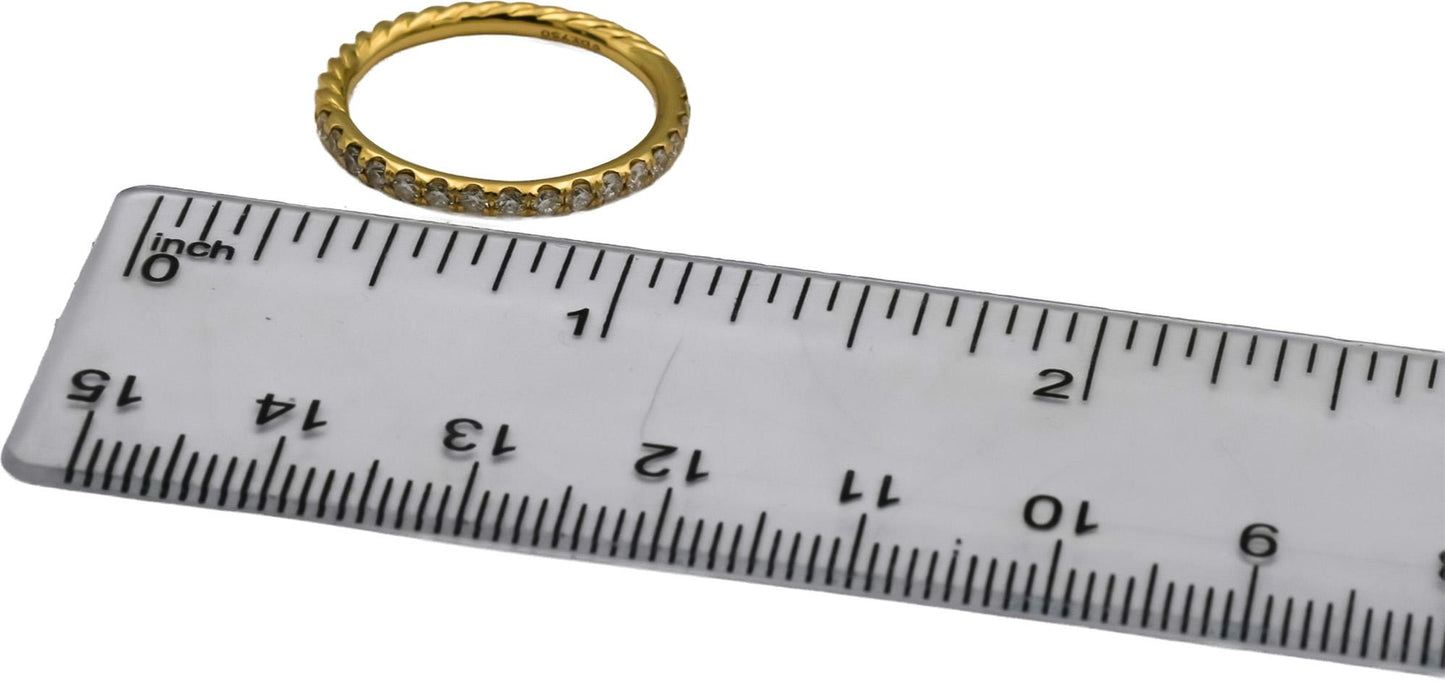DAVID YURMAN 18k Yellow Gold VS Diamond Cable Collection Stack Ring .31CT Size 6