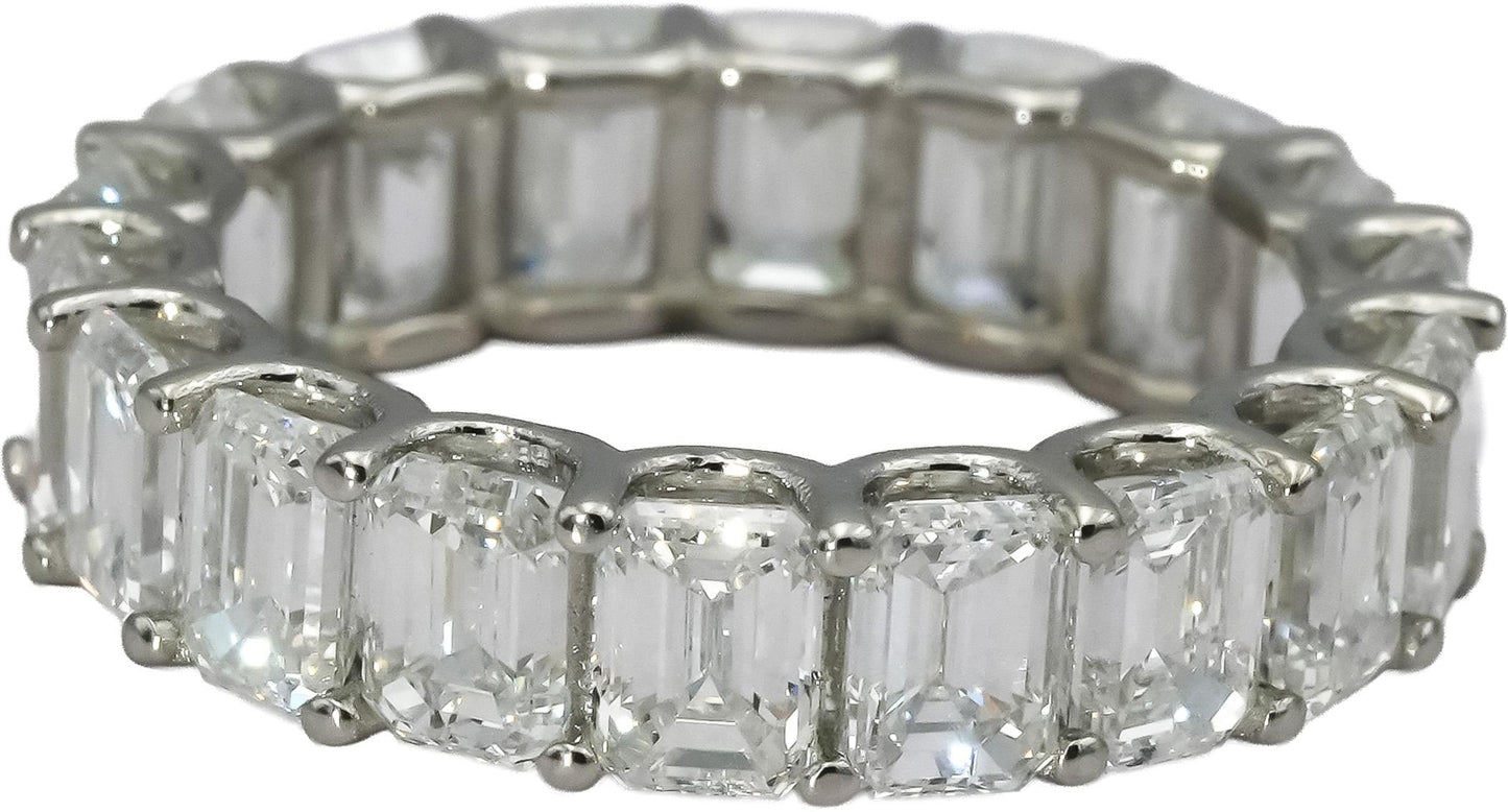 14k White Gold VS Emerald Cut Diamond Eternity Band Ring 7.0CT Size 6.25