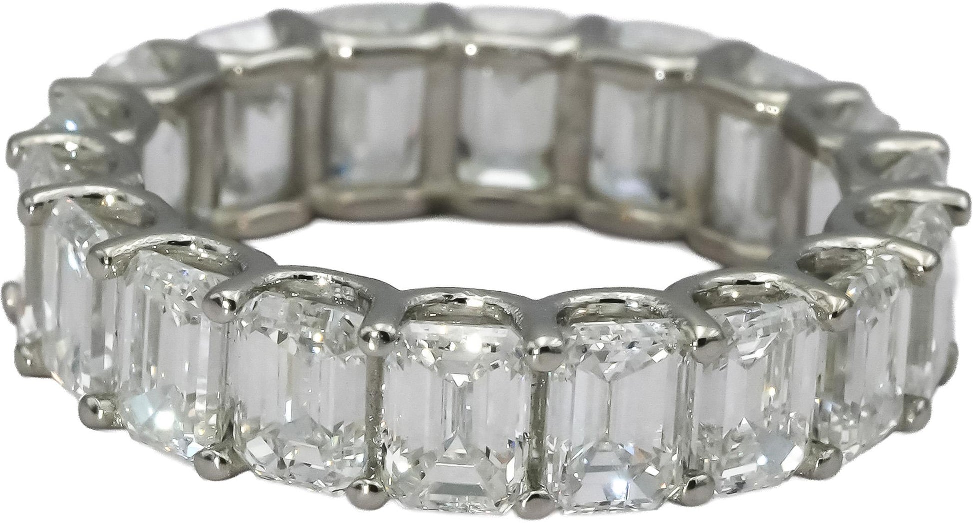 14k White Gold VS Emerald Cut Diamond Eternity Band Ring 7.0CT Size 6.25