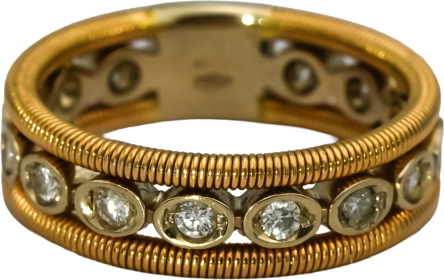 18k Yellow Gold VS Round Diamond Cable Band Ring 0.50CT Size 6.5