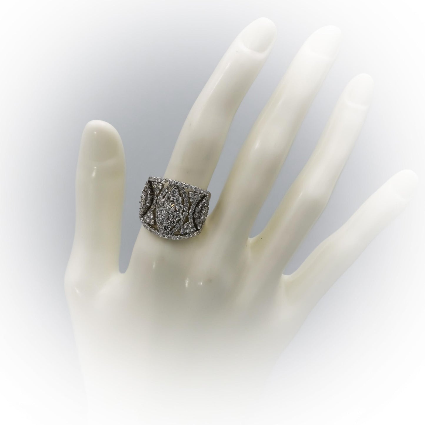 18k White Gold Princess and Round Diamond Cluster Cocktail Ring 2.50CT Size 7