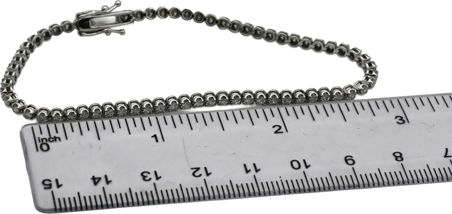 14k White Gold Round Diamond Tennis Bracelet 1.75CT 67 Pieces