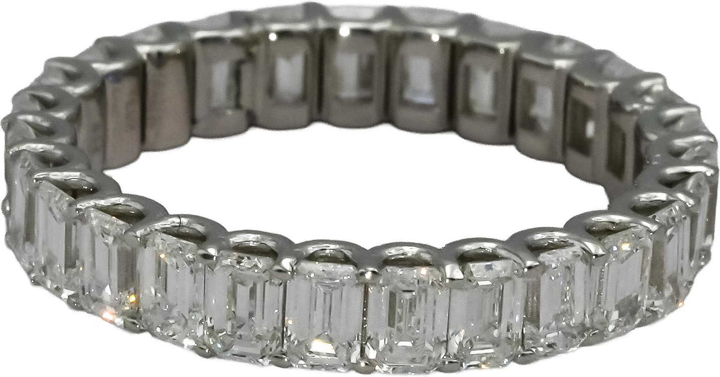 14k White Gold VS Emerald Cut Diamond Eternity Band Ring 3.49CT Size 7
