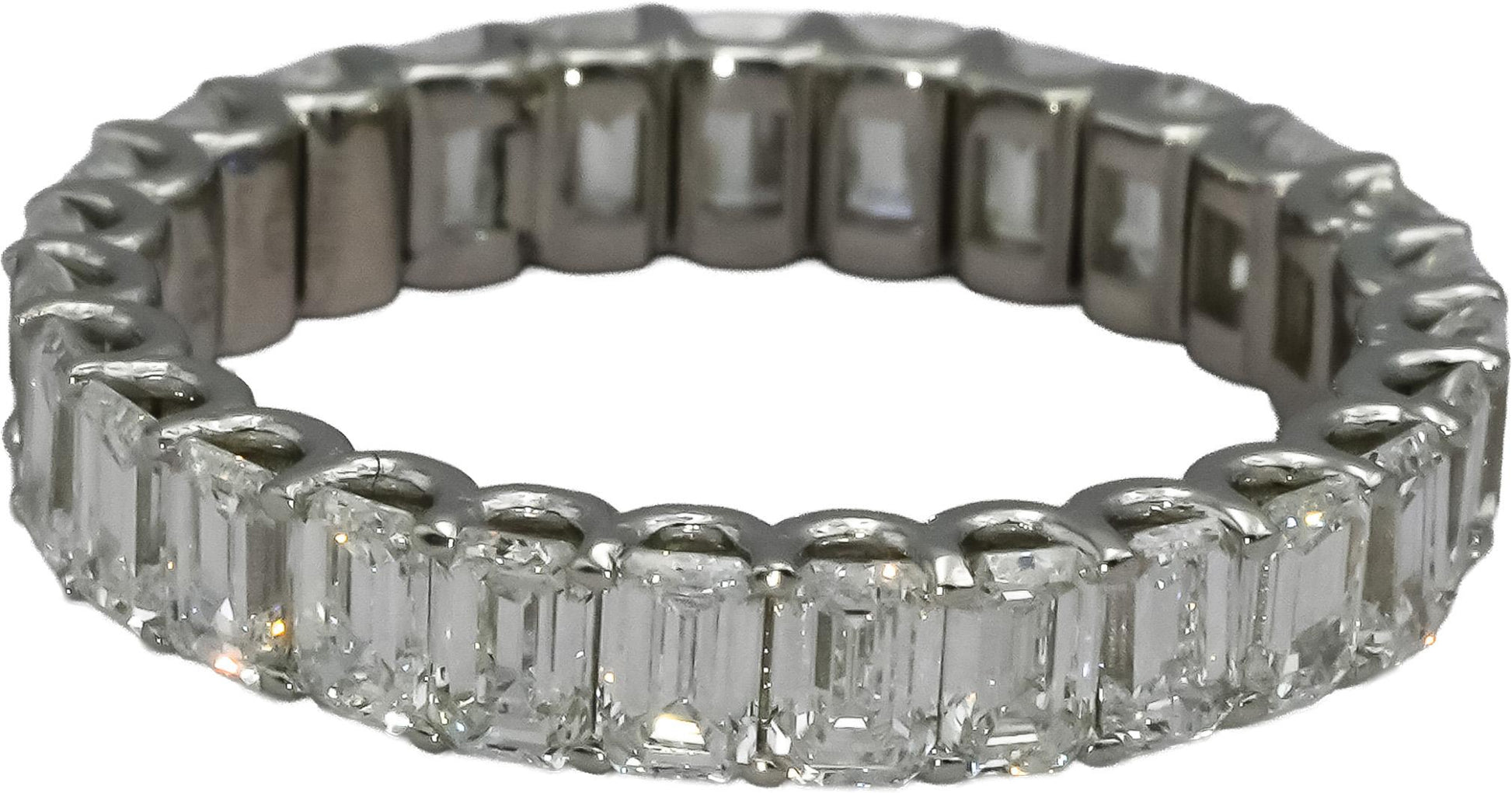 14k White Gold VS Emerald Cut Diamond Eternity Band Ring 3.49CT Size 7