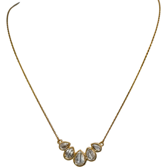 14k Yellow Gold VS Pear Shape Rose Cut Diamond Pendant Necklace 2.37CT