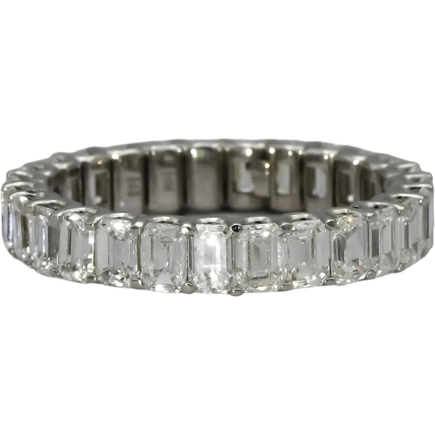14k White Gold VS Emerald Cut Eternity Band Ring 3.35CT Size 6.5