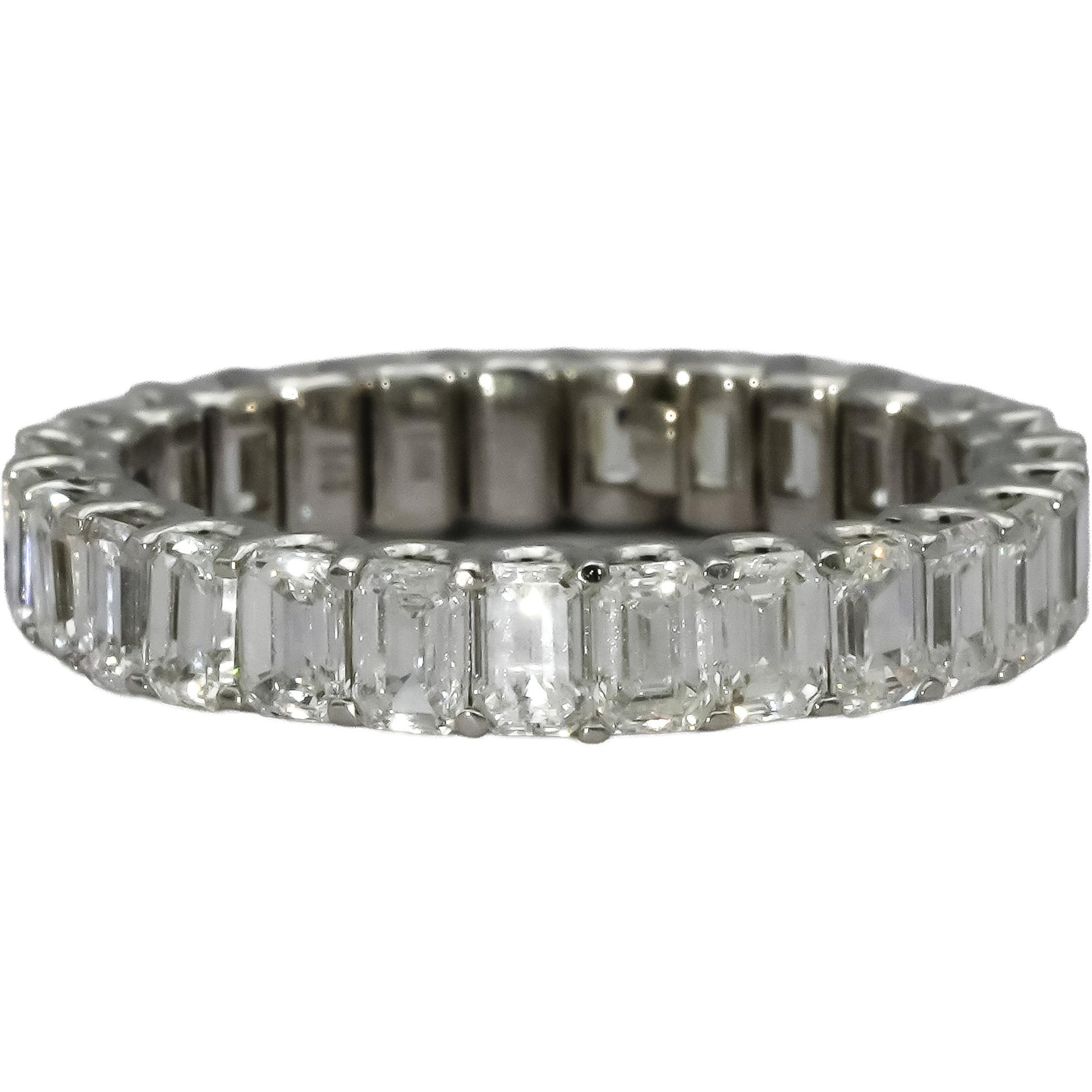 14k White Gold VS Emerald Cut Eternity Band Ring 3.35CT Size 6.5
